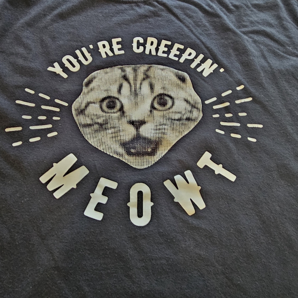 Cat Mens L graphic SS T-SHIRT YOU'RE CREEPIN MEOWT